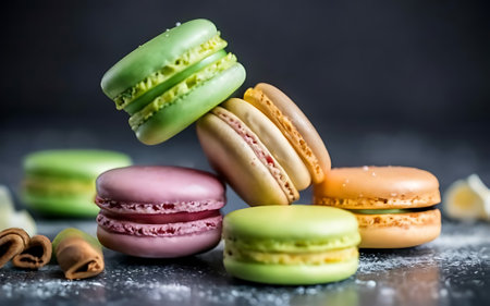 Capture the essence of Macarons in a mouthwatering food photography shotの素材