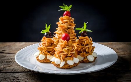 Capture the essence of Croquembouche in a mouthwatering food photography shotの素材