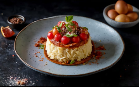 Capture the essence of Medovik in a mouthwatering food photography shotの素材