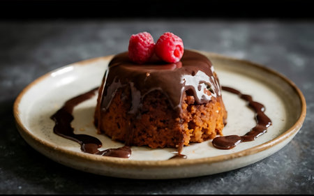 Capture the essence of Malva Pudding in a mouthwatering food photography shotの素材