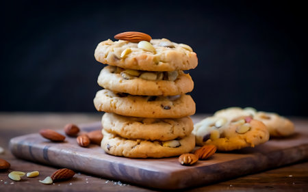 Capture the essence of Almond Cookie in a mouthwatering food photography shot;の素材