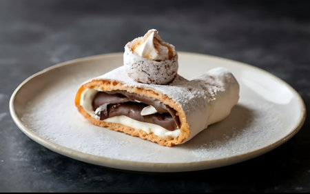 Capture the essence of Cannoli in a mouthwatering food photography shotの素材