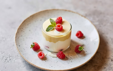 Capture the essence of Panna Cotta in a mouthwatering food photography shotの素材