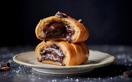 Capture the essence of Pain Au Chocolat in a mouthwatering food photography shotの素材
