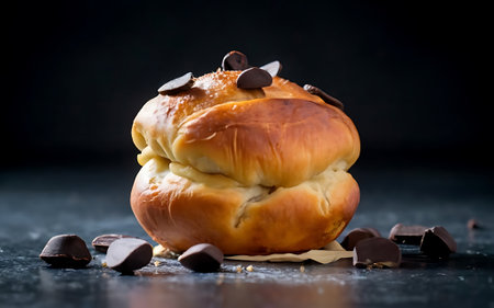 Capture the essence of Pain Au Chocolat in a mouthwatering food photography shotの素材