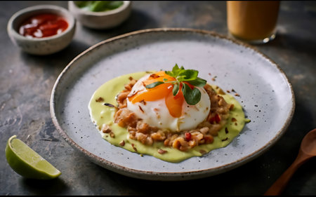 Capture the essence of Llapingacho in a mouthwatering food photography shotの素材