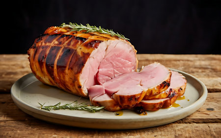 Capture the essence of Porchetta in a mouthwatering food photography shotの素材
