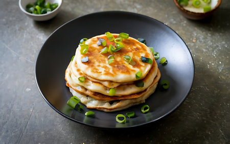 Capture the essence of Scallion Pancake in a mouthwatering food photography shotの素材
