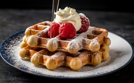 Capture the essence of LiÃ¨ge Waffle in a mouthwatering food photography shotの素材
