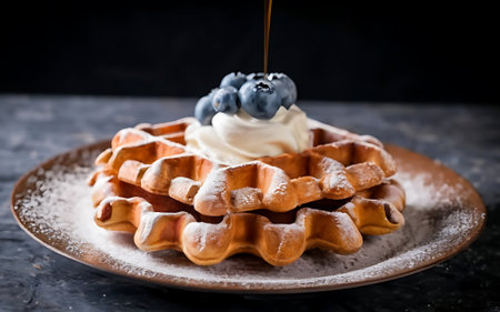 Capture the essence of LiÃ¨ge Waffle in a mouthwatering food photography shotの素材