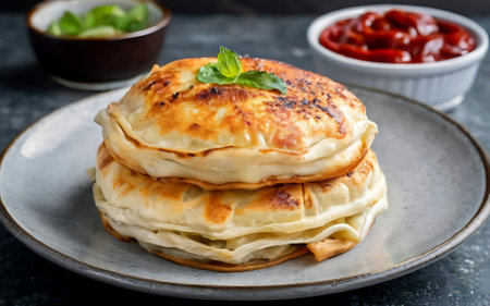 Capture the essence of Burek Sa Sirom in a mouthwatering food photography shotの素材