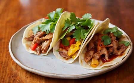 Capture the essence of Tacos arabes in a mouthwatering food photography shotの素材