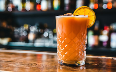 Beverages at the bar orange drink in the glassの素材