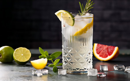 Fresh and refreshing cocktails based on gin a distinctive herbal flavor barの素材