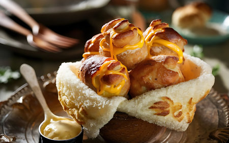 Capture the essence of Pigs in a Blanket in a mouthwatering food photography shotの素材