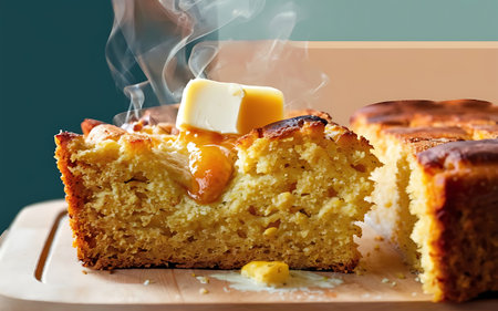 Capture the essence of Cornbread in a mouthwatering food photography shotの素材