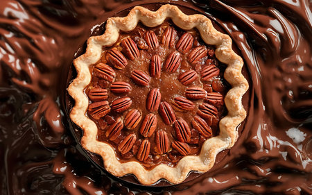 Capture the essence of Pecan Pie in a mouthwatering food photography shotの素材