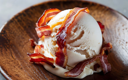 Capture the essence of Bacon Ice Cream in a mouthwatering food photography shotの素材