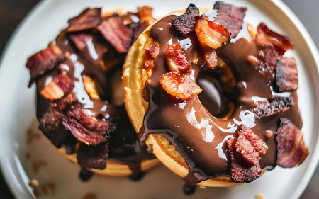 Capture the essence of Maple Bacon Doughnut in a mouthwatering food photography shotの素材
