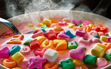 Capture the essence of Lucky Charms in a mouthwatering food photography shotの素材