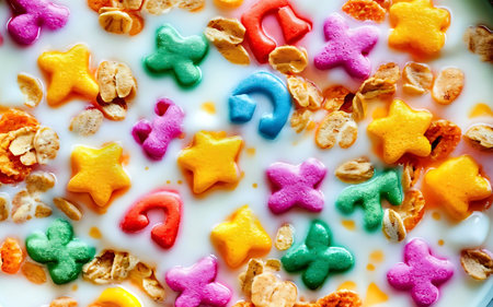 Capture the essence of Lucky Charms in a mouthwatering food photography shotの素材