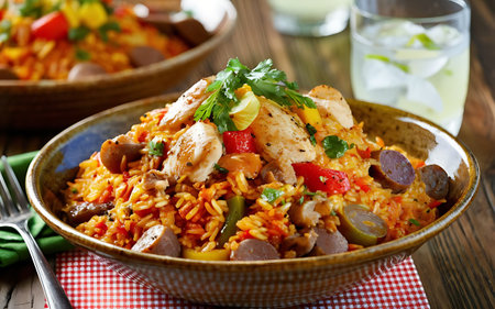 Capture the essence of Jambalaya in a mouthwatering food photography shotの素材