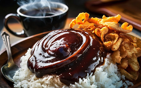 Capture the essence of Red Eye Gravy in a mouthwatering food photography shotの素材