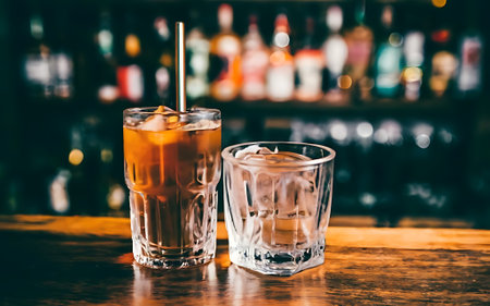 Strong alcohol drinks in barの素材
