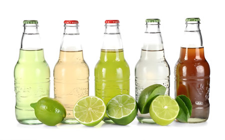 Set with lime soda on white backgroundの素材
