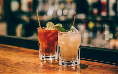 Cocktails in the barの素材