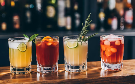 Cocktail drinks at the barの素材