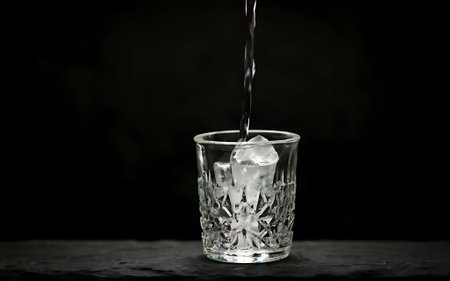 Shot glass on black backgroundの素材