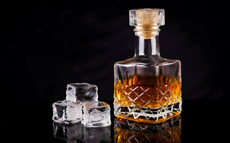 Whiskey with ice a bottle of rum tequilaの素材