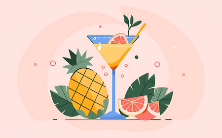 Summer cocktail illustrationの素材