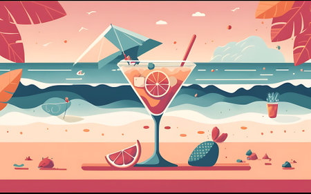 Summer cocktail illustrationの素材