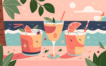 Summer cocktail illustrationの素材