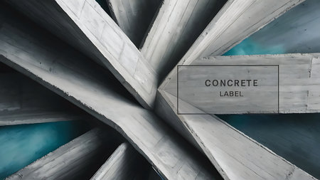 An overhead shot of a concrete structure with geometric shapes and textures, featuring a label that reads CONCRETE.の素材