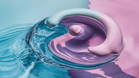 a blue and pink water waveの素材