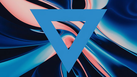 a blue and pink abstract background with a triangleの素材