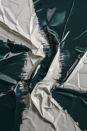 a piece of crumpled paper with a black and white backgroundの素材