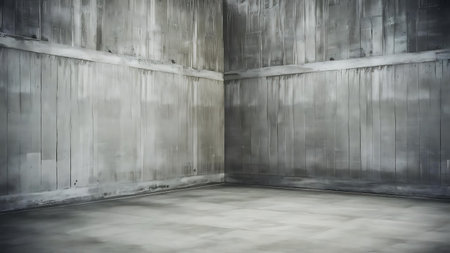 a room with a concrete wall and a concrete floorの素材