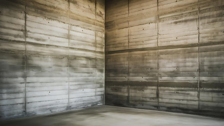 a room with a concrete wall and a benchの素材