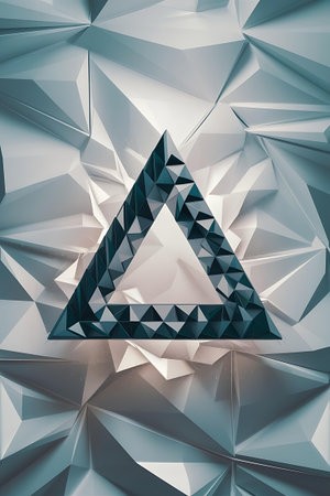 a triangle made of triangles on a blue backgroundの素材