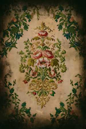 a painting of flowers on a wallの素材