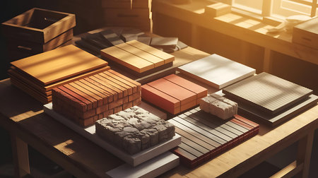 a table with many different types of boxesの素材