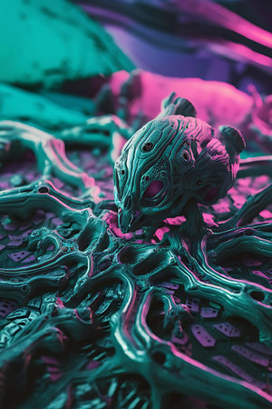 a close up of a colorful abstract paintingの素材