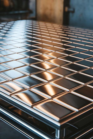 a close up of a metal grid on a tableの素材