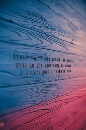 a close up of a wall with a quote on itの素材