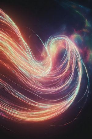 a colorful swirl on a black backgroundの素材