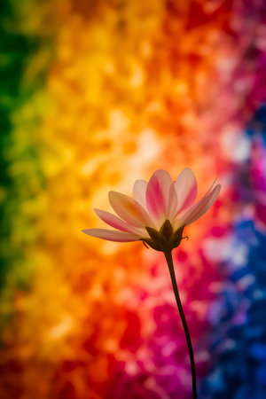 a flower is in front of a colorful backgroundの素材
